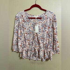 MELLODAY Floral Blouse in Orange and Purple
